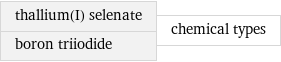 thallium(I) selenate boron triiodide | chemical types