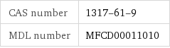 CAS number | 1317-61-9 MDL number | MFCD00011010