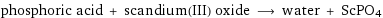 phosphoric acid + scandium(III) oxide ⟶ water + ScPO4