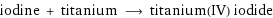 iodine + titanium ⟶ titanium(IV) iodide