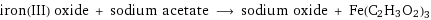 iron(III) oxide + sodium acetate ⟶ sodium oxide + Fe(C2H3O2)3