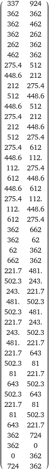 (337 | 924 362 | 362 362 | 462 362 | 262 262 | 362 462 | 362 275.4 | 512 448.6 | 212 212 | 275.4 512 | 448.6 448.6 | 512 275.4 | 212 212 | 448.6 512 | 275.4 275.4 | 612 448.6 | 112. 112. | 275.4 612 | 448.6 448.6 | 612 275.4 | 112. 112. | 448.6 612 | 275.4 362 | 662 362 | 62 62 | 362 662 | 362 221.7 | 481. 502.3 | 243. 243. | 221.7 481. | 502.3 502.3 | 481. 221.7 | 243. 243. | 502.3 481. | 221.7 221.7 | 643 502.3 | 81 81 | 221.7 643 | 502.3 502.3 | 643 221.7 | 81 81 | 502.3 643 | 221.7 362 | 724 362 | 0 0 | 362 724 | 362)