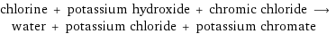 chlorine + potassium hydroxide + chromic chloride ⟶ water + potassium chloride + potassium chromate