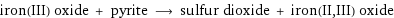 iron(III) oxide + pyrite ⟶ sulfur dioxide + iron(II, III) oxide