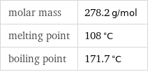 molar mass | 278.2 g/mol melting point | 108 °C boiling point | 171.7 °C