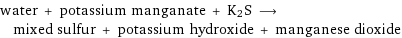 water + potassium manganate + K2S ⟶ mixed sulfur + potassium hydroxide + manganese dioxide