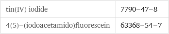 tin(IV) iodide | 7790-47-8 4(5)-(iodoacetamido)fluorescein | 63368-54-7