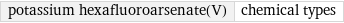 potassium hexafluoroarsenate(V) | chemical types