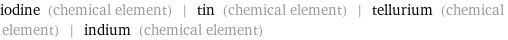 iodine (chemical element) | tin (chemical element) | tellurium (chemical element) | indium (chemical element)