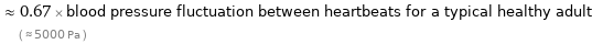  ≈ 0.67 × blood pressure fluctuation between heartbeats for a typical healthy adult ( ≈ 5000 Pa )