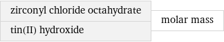 zirconyl chloride octahydrate tin(II) hydroxide | molar mass