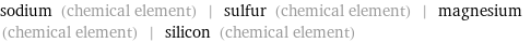 sodium (chemical element) | sulfur (chemical element) | magnesium (chemical element) | silicon (chemical element)