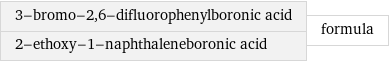 3-bromo-2, 6-difluorophenylboronic acid 2-ethoxy-1-naphthaleneboronic acid | formula