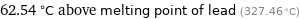 62.54 °C above melting point of lead (327.46 °C)