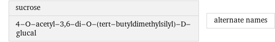 sucrose 4-O-acetyl-3, 6-di-O-(tert-butyldimethylsilyl)-D-glucal | alternate names