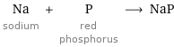 Na sodium + P red phosphorus ⟶ NaP