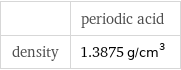  | periodic acid density | 1.3875 g/cm^3