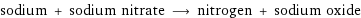 sodium + sodium nitrate ⟶ nitrogen + sodium oxide