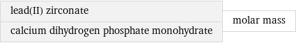 lead(II) zirconate calcium dihydrogen phosphate monohydrate | molar mass