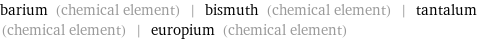 barium (chemical element) | bismuth (chemical element) | tantalum (chemical element) | europium (chemical element)