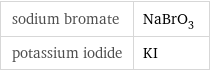 sodium bromate | NaBrO_3 potassium iodide | KI