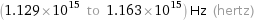 (1.129×10^15 to 1.163×10^15) Hz (hertz)