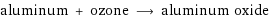 aluminum + ozone ⟶ aluminum oxide