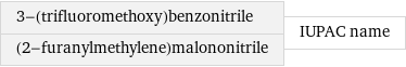 3-(trifluoromethoxy)benzonitrile (2-furanylmethylene)malononitrile | IUPAC name