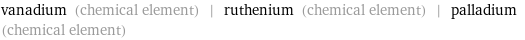 vanadium (chemical element) | ruthenium (chemical element) | palladium (chemical element)
