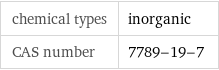 chemical types | inorganic CAS number | 7789-19-7