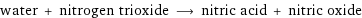 water + nitrogen trioxide ⟶ nitric acid + nitric oxide