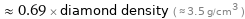  ≈ 0.69 × diamond density ( ≈ 3.5 g/cm^3 )