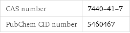 CAS number | 7440-41-7 PubChem CID number | 5460467