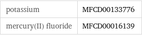 potassium | MFCD00133776 mercury(II) fluoride | MFCD00016139