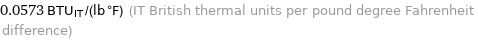 0.0573 BTU_IT/(lb °F) (IT British thermal units per pound degree Fahrenheit difference)