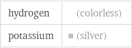 hydrogen | (colorless) potassium | (silver)