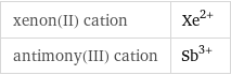 xenon(II) cation | Xe^(2+) antimony(III) cation | Sb^(3+)