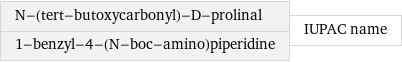 N-(tert-butoxycarbonyl)-D-prolinal 1-benzyl-4-(N-boc-amino)piperidine | IUPAC name