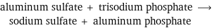 aluminum sulfate + trisodium phosphate ⟶ sodium sulfate + aluminum phosphate