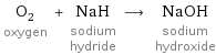 O_2 oxygen + NaH sodium hydride ⟶ NaOH sodium hydroxide