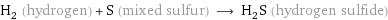 H_2 (hydrogen) + S (mixed sulfur) ⟶ H_2S (hydrogen sulfide)