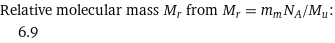 Relative molecular mass M_r from M_r = m_mN_A/M_u:  | 6.9