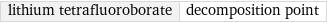 lithium tetrafluoroborate | decomposition point