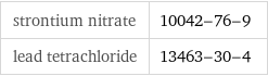 strontium nitrate | 10042-76-9 lead tetrachloride | 13463-30-4