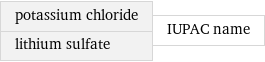 potassium chloride lithium sulfate | IUPAC name