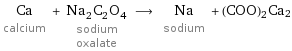Ca calcium + Na_2C_2O_4 sodium oxalate ⟶ Na sodium + (COO)2Ca2