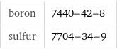 boron | 7440-42-8 sulfur | 7704-34-9