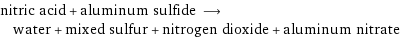 nitric acid + aluminum sulfide ⟶ water + mixed sulfur + nitrogen dioxide + aluminum nitrate