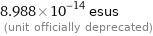 8.988×10^-14 esus  (unit officially deprecated)