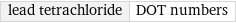 lead tetrachloride | DOT numbers